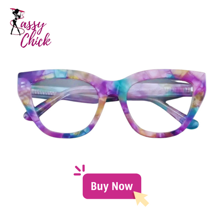 colorful retro cat-eye acetate glasses Sassy Chick Logo