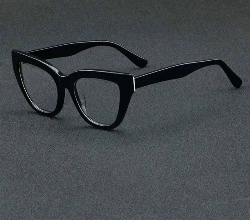 black retro cat-eye acetate glasses