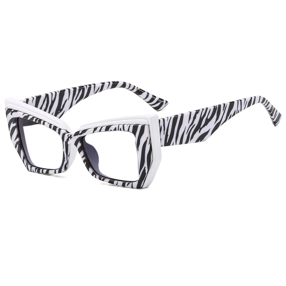 Zebra pattern Colorful Square Frame Cat Eye Reading Glasses