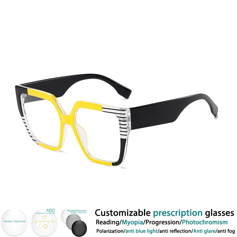 black yellow frame reading glasses
