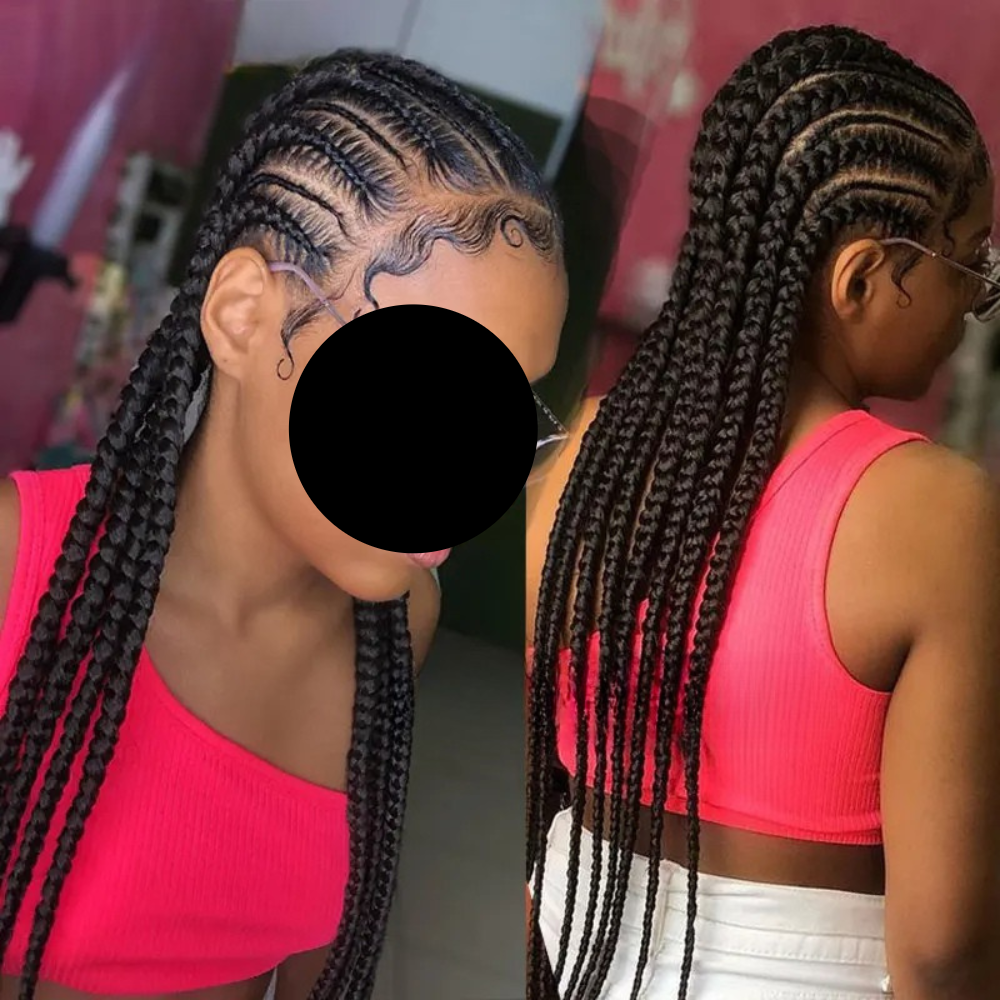 Cornrow Box Braided Wig 36" black