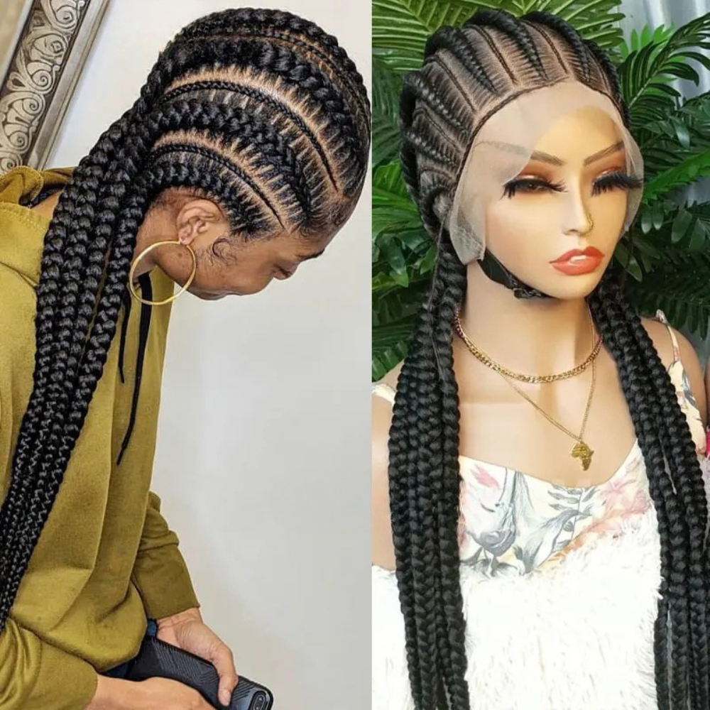 Cornrow Box Braided Wig 36" black