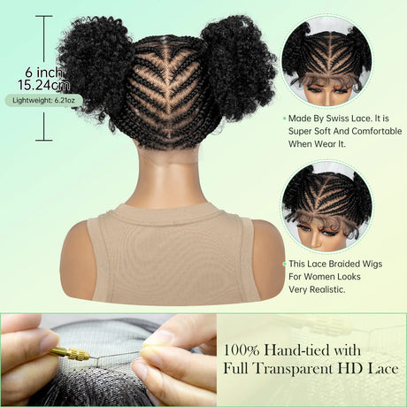 Cornrow  HD full Lace Braided Wig size details