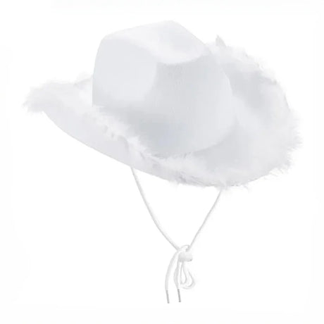 White Cowboy Hat Burlap Crown