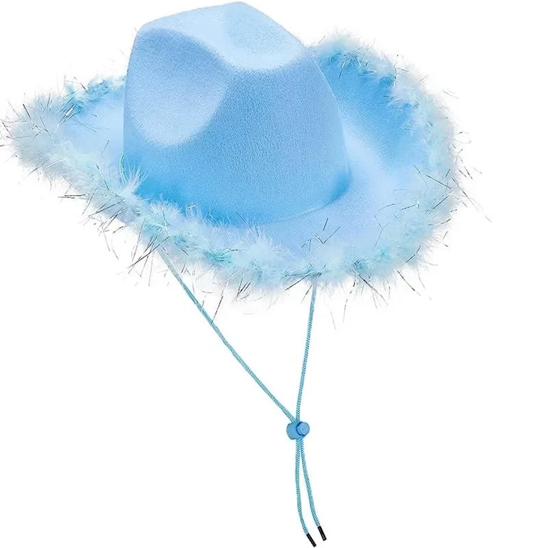 Blue Cowboy Hat Burlap Crown