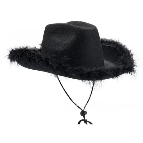 Black Cowboy Hat Burlap Crown