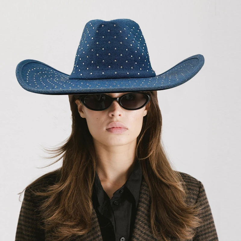 Model using Cowboy Rhinestone Denim