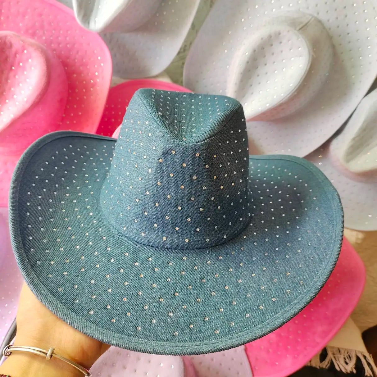 Blue Cowboy Rhinestone Denim