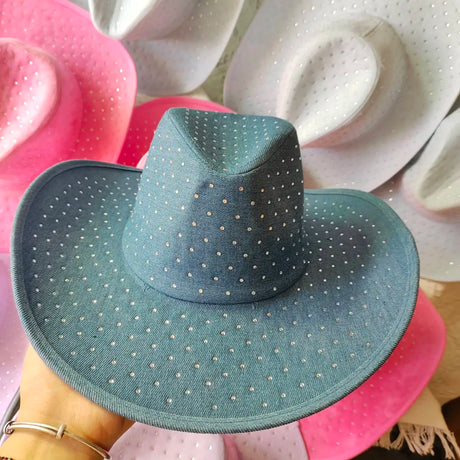 Blue Cowboy Rhinestone Denim