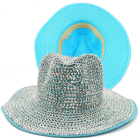 blue Cowboy Rhinestone Party Hat