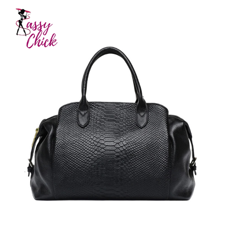 Crocodile Pattern Large Capacity Handbag Sassy Chick Logo
