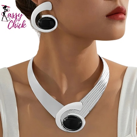 Crystal Accents Hypoallergenic Armor Necklace Sassy Chick Logo