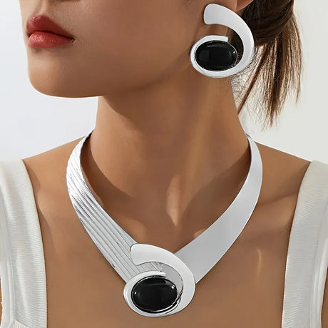 earrings and necklace white