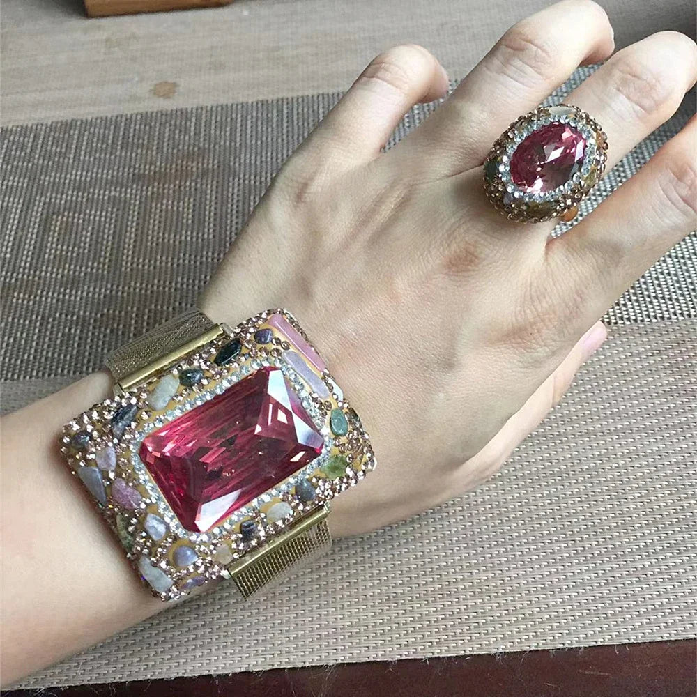 Crystal Bangle Rings Sets Jewelry