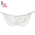 Crystal rhinestone bridal flapper headpiece with forehead and backside chain design