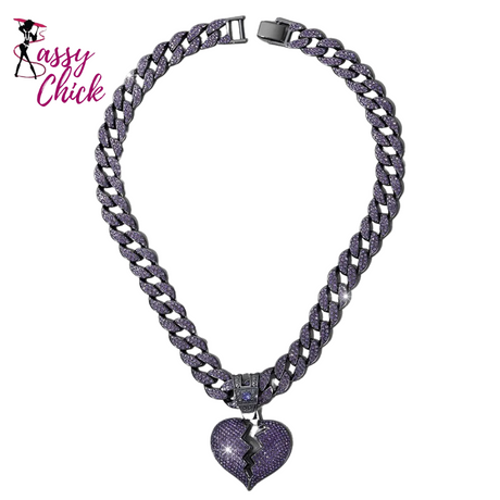 Crystal Hip Hop Broken Heart Pendant  Sassy Chick Logo