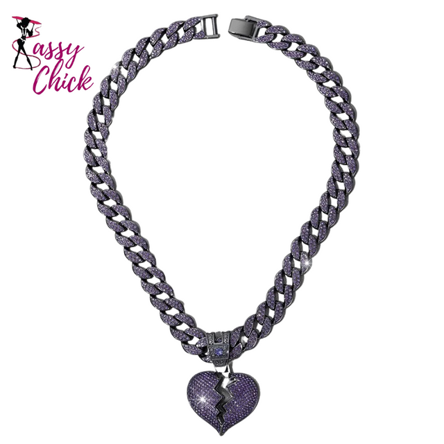 Crystal Hip Hop Broken Heart Pendant  Sassy Chick Logo