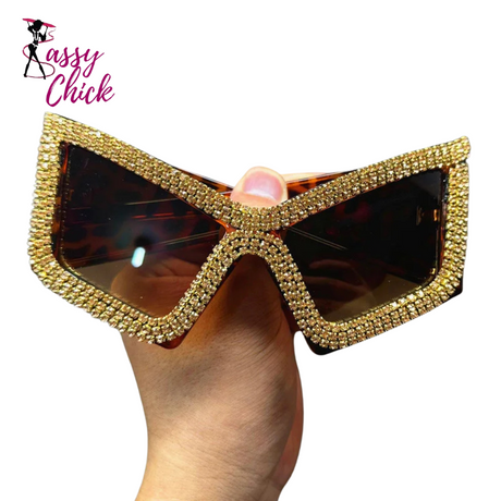 Crystal Large Diamond Square Sunglasses Sassy Chick Logo