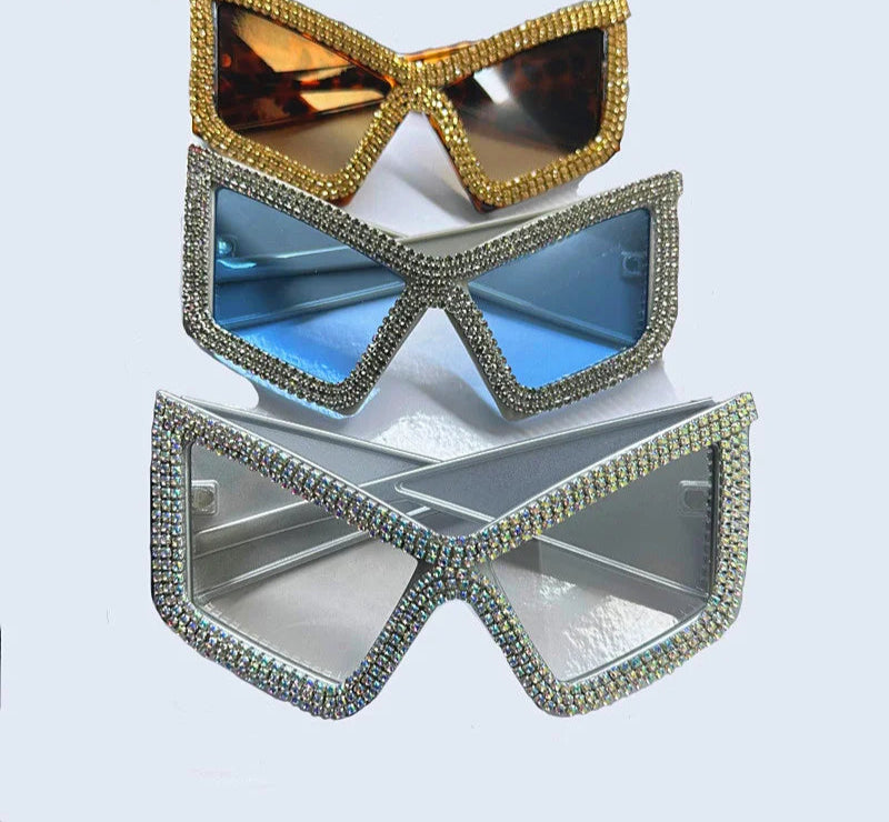 Collection of Crystal Large Diamond Square Sunglasses