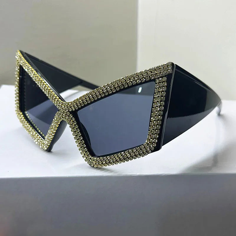 black Crystal Large Diamond Square Sunglasses