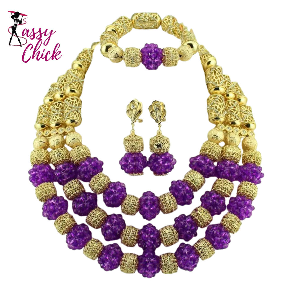 Crystal Multi Layer Beads Necklace Jewelry Set Sassy Chick Logo