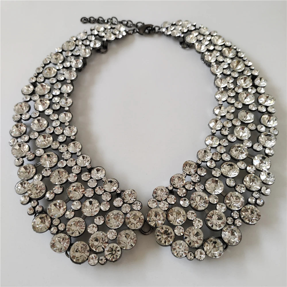 Crystal Multilayer Imitation Pearls Large Collar Choker Earring