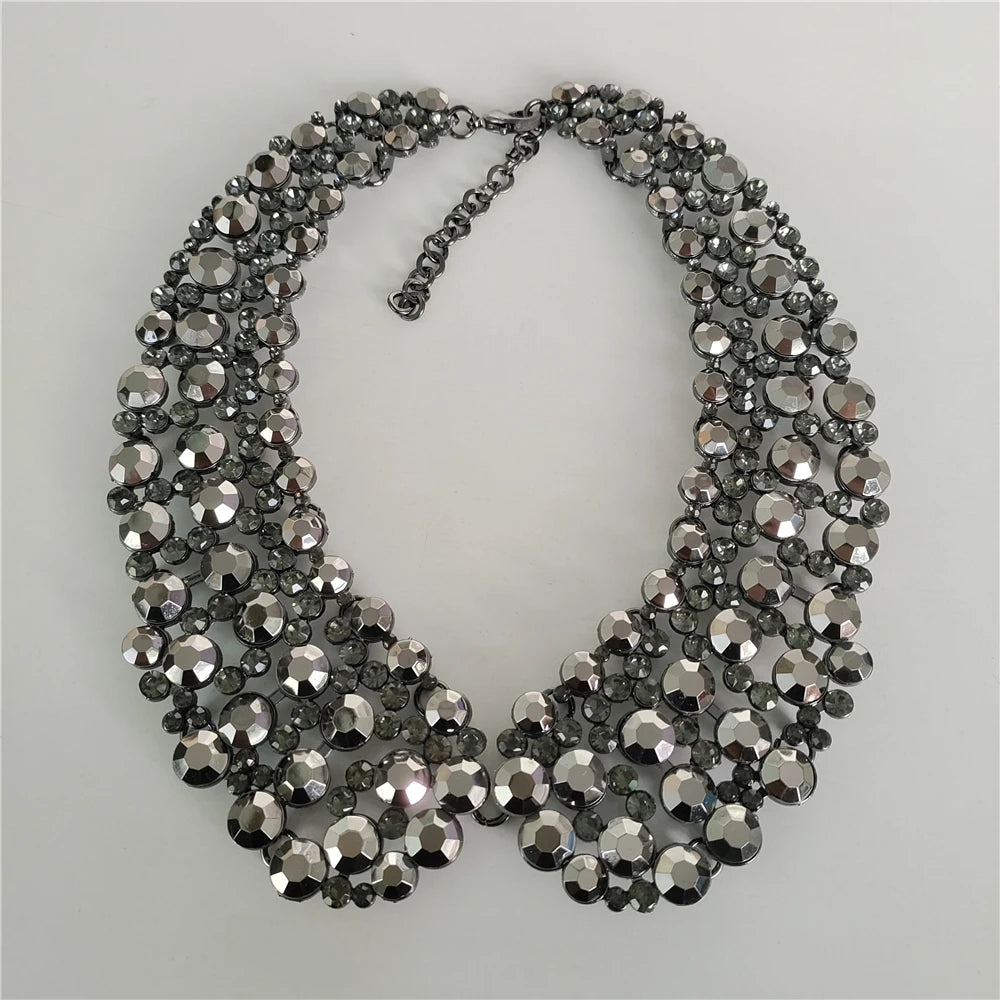 Crystal Multilayer Imitation Pearls Large Collar Choker Earring