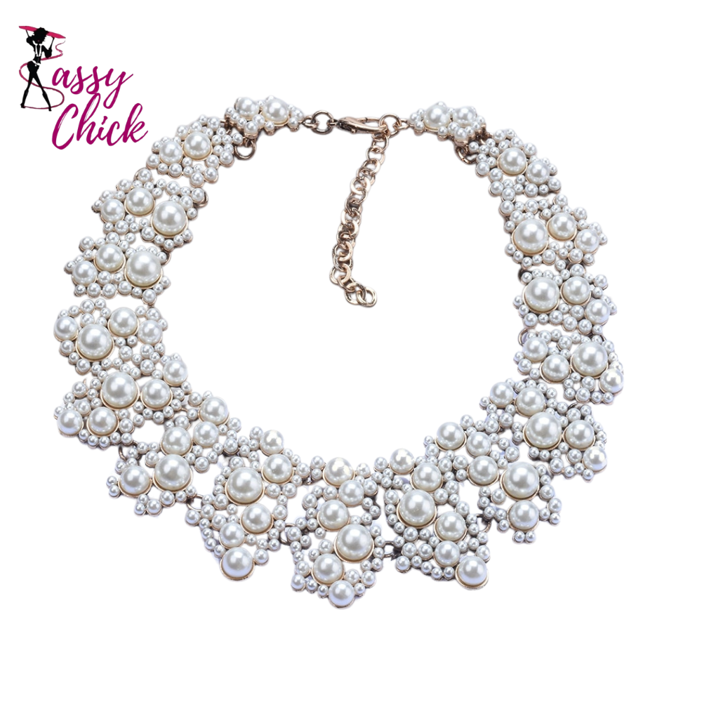 Crystal Pearls Necklace Sassy Chick Logo