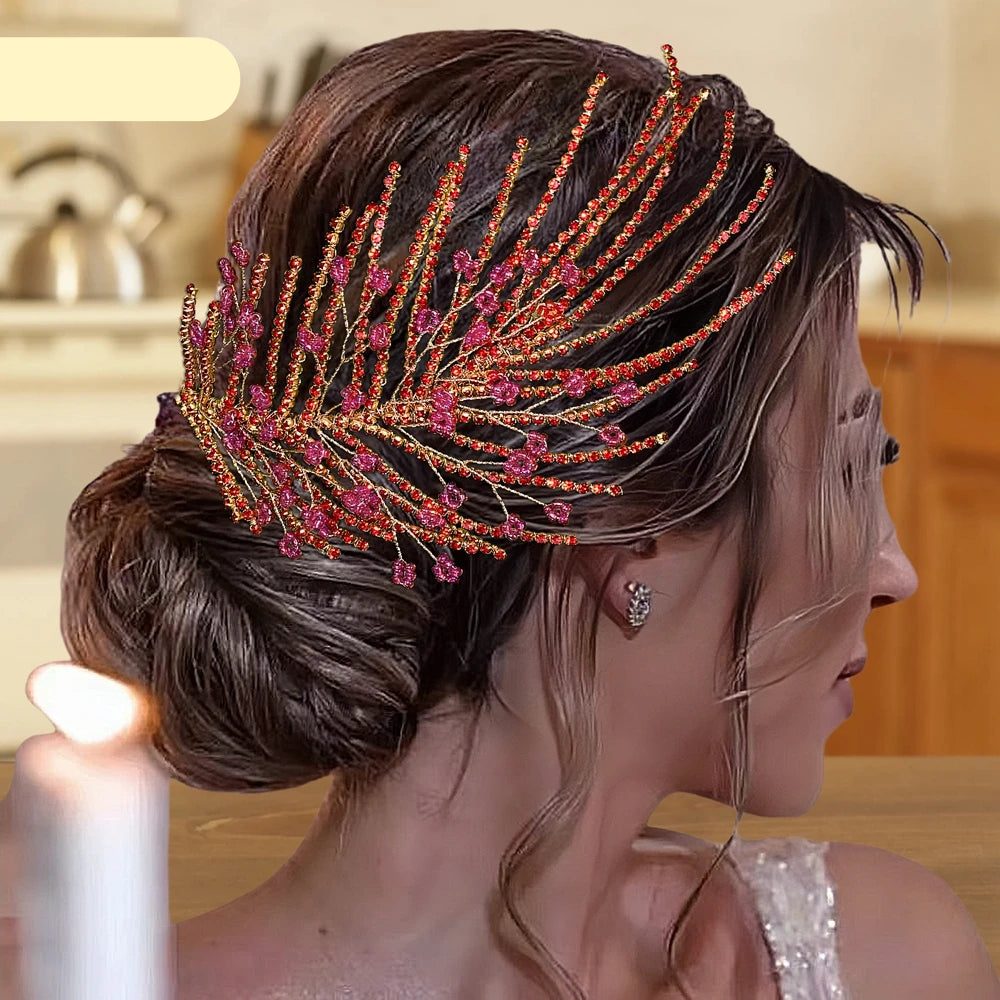 Elegant bridal headpiece with crystal rhinestones for wedding hair styling