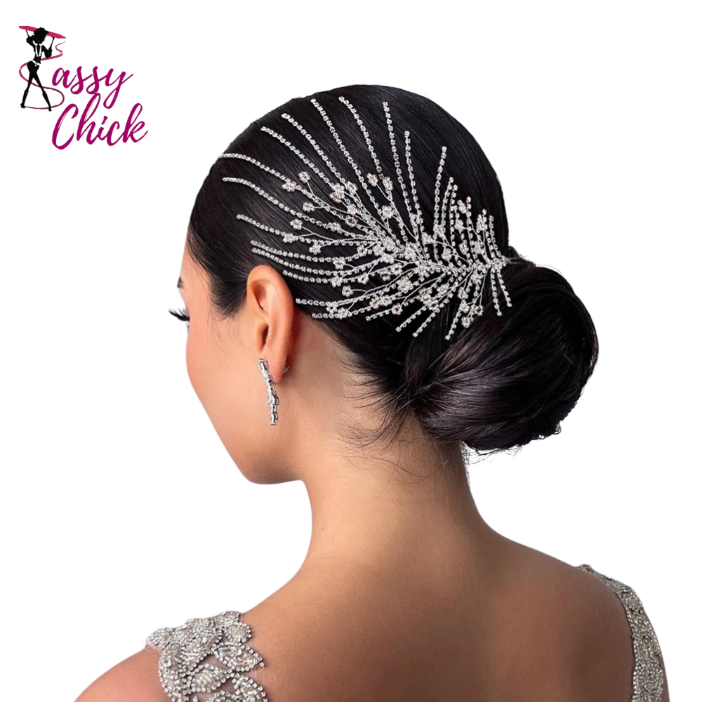 Elegant bridal headpiece with crystal rhinestones for wedding hair styling