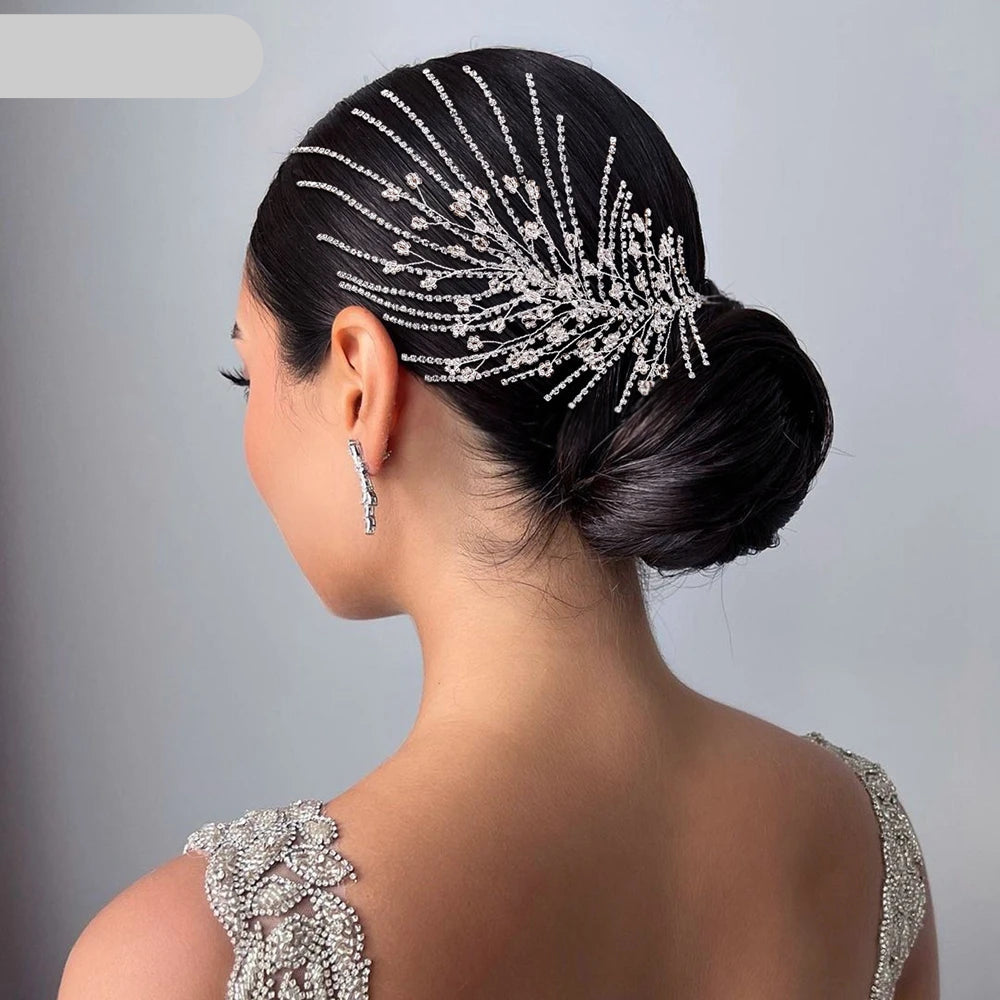Elegant bridal headpiece with crystal rhinestones for wedding hair styling