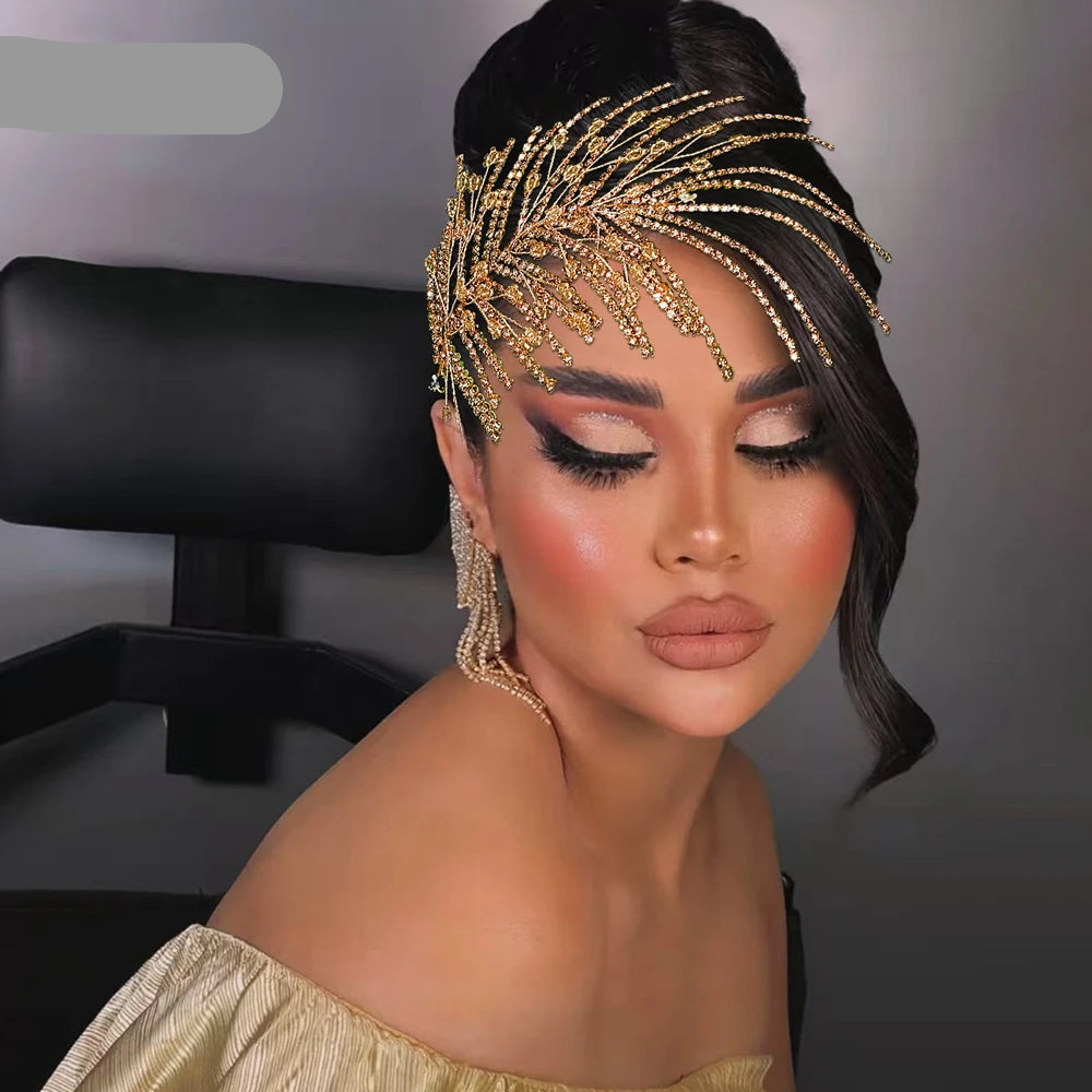 Elegant bridal headpiece with crystal rhinestones for wedding hair styling