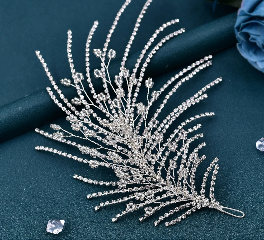 Elegant bridal headpiece with crystal rhinestones for wedding hair styling