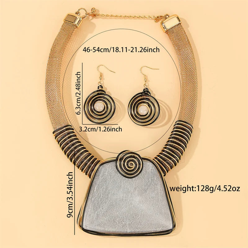 grayCrystal Rhinestone Lantern Chain Jewelry Set