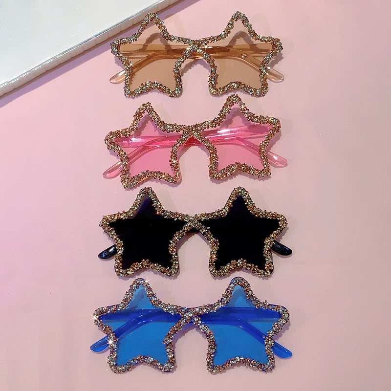 Collection of Crystal Star Shape Rhinestone Shiny Sunglasses