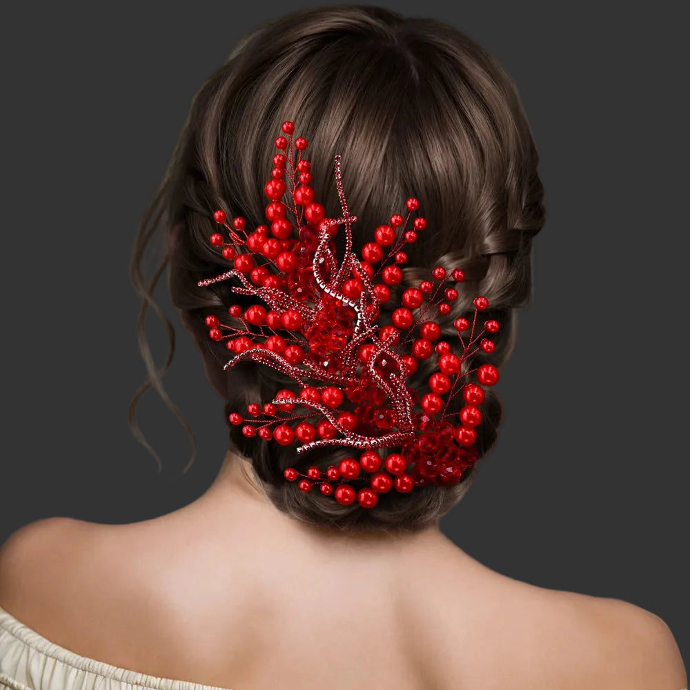 Model using Crystal Tiaras Handmade Bridal Headband