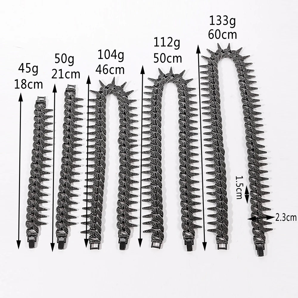 Sizes of Cuban Hip Hop Rivet Gothic Spiked Charm Jewelry