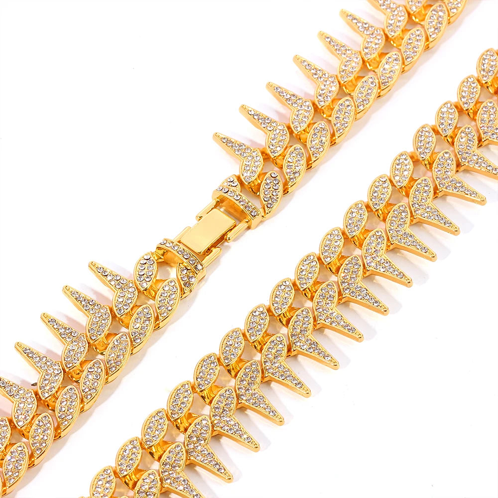 Gold Cuban Hip Hop Rivet Gothic Spiked Charm Jewelry