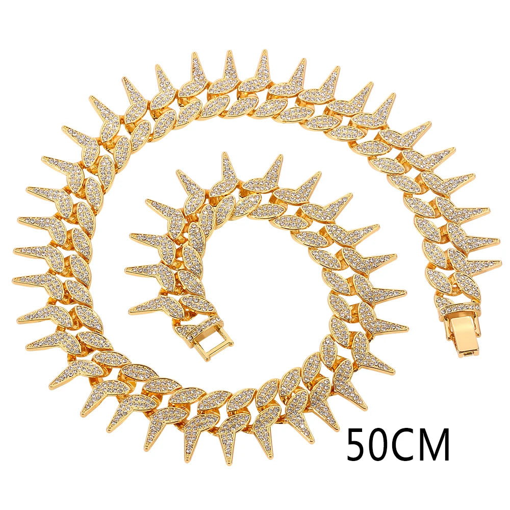 Gold Cuban Hip Hop Rivet Gothic Spiked Charm Jewelry
