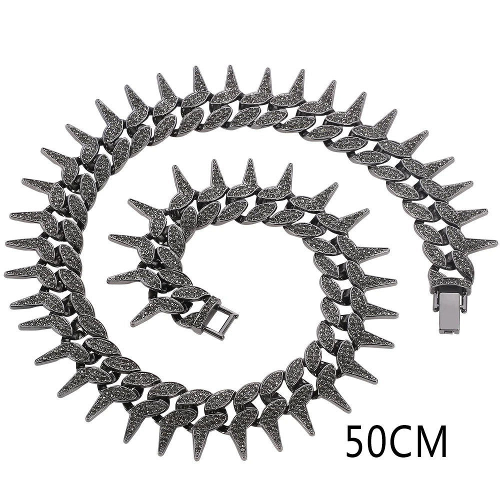 Black Cuban Hip Hop Rivet Gothic Spiked Charm Jewelry