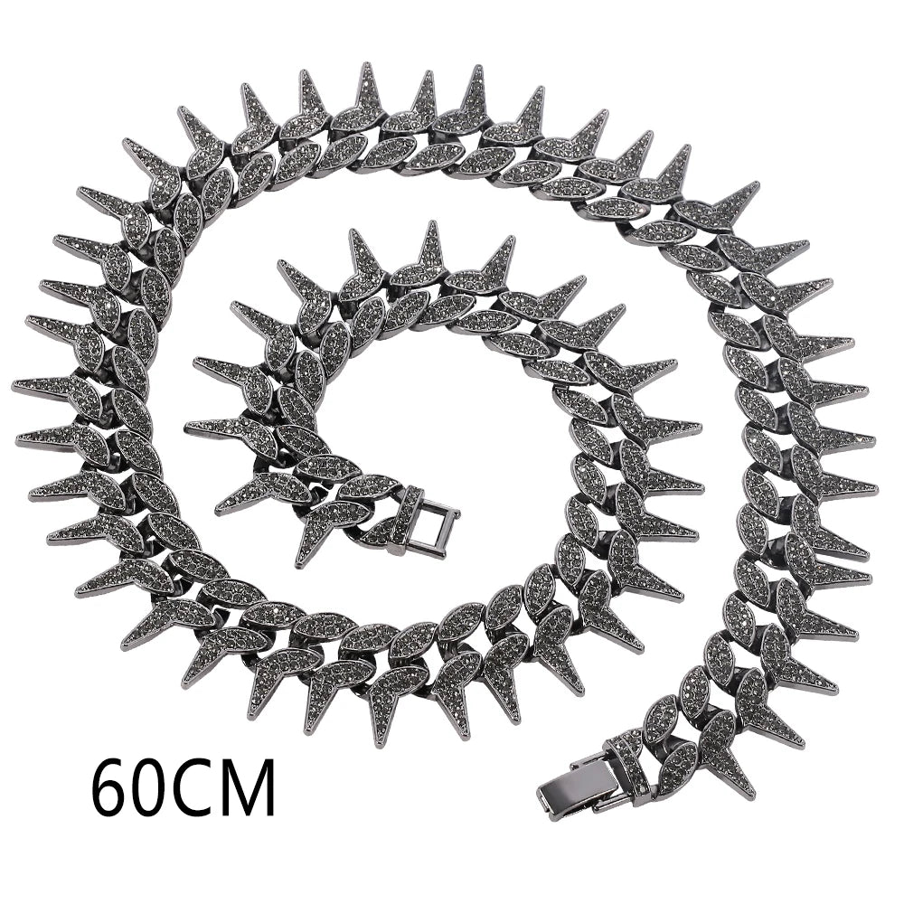 Black Cuban Hip Hop Rivet Gothic Spiked Charm Jewelry