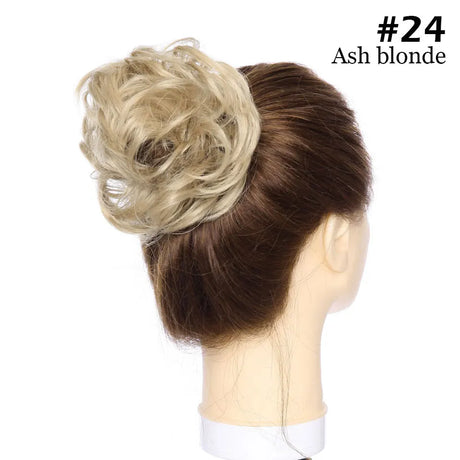 Curly Chignon Women Drawstring Ponytail Hairpieces Synthetic  Hair ash blonde