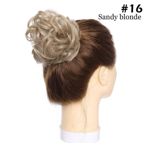 Curly Chignon Women Drawstring Ponytail Hairpieces Synthetic  Hair sandy blonde
