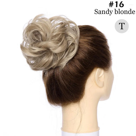 Curly Chignon Women Drawstring Ponytail Hairpieces Synthetic  Hair sandy blonde