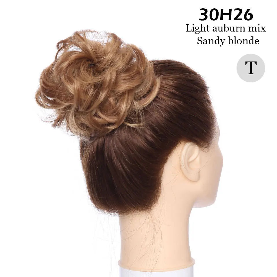 Curly Chignon Women Drawstring Ponytail Hairpieces Synthetic  Hair sandy blonde