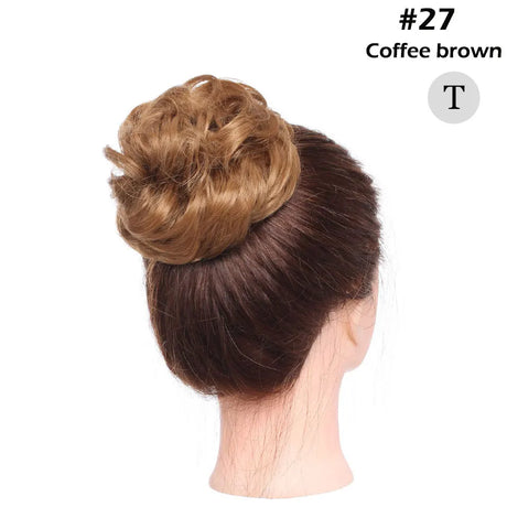 Curly Chignon Women Drawstring Ponytail Hairpieces Synthetic  Hair coffee brown