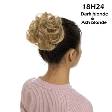 Curly Chignon Women Drawstring Ponytail Hairpieces Synthetic  Hair ash blonde
