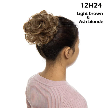 Curly Chignon Women Drawstring Ponytail Hairpieces Synthetic  Hair ash blonde