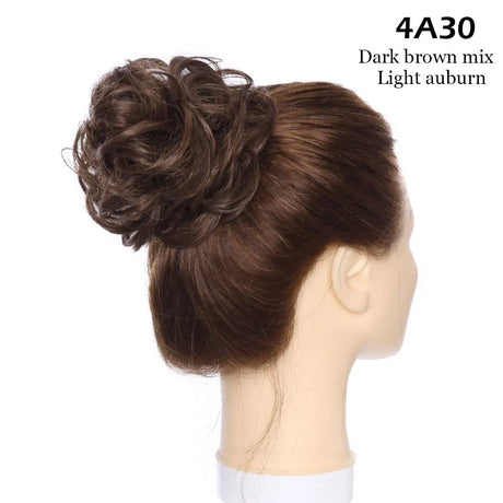 Curly Chignon Women Drawstring Ponytail Hairpieces Synthetic  Hair light auburn