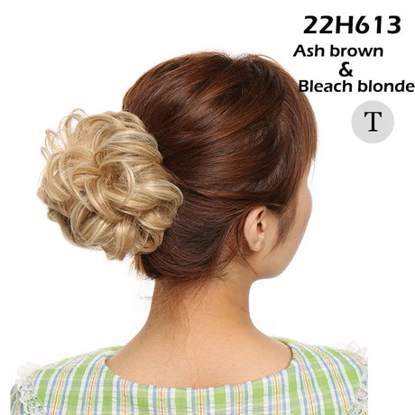 Curly Chignon Women Drawstring Ponytail Hairpieces Synthetic  Hair bleach blonde